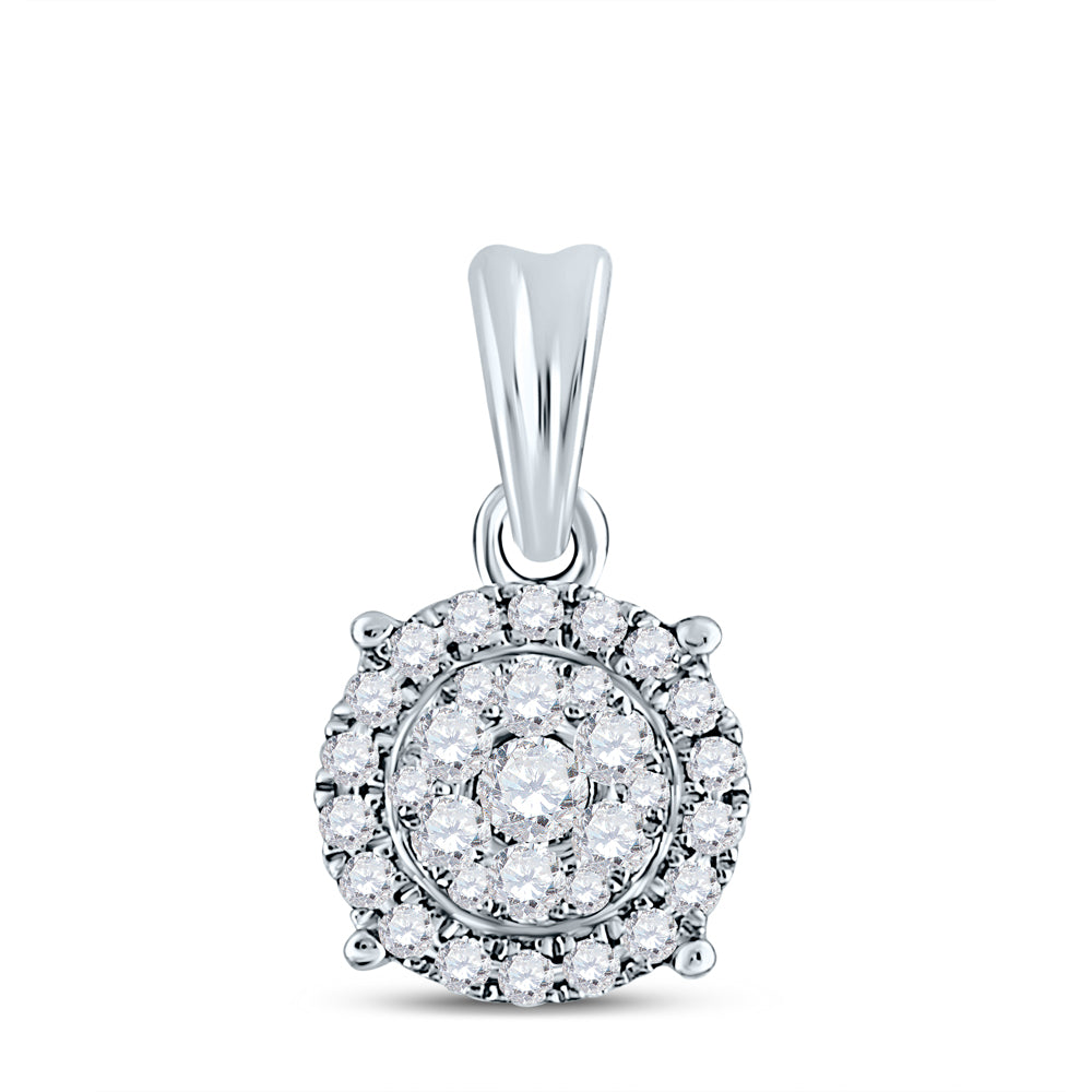 14kt White Gold Women's Diamond Halo Cluster Pendant 1/2 ctw