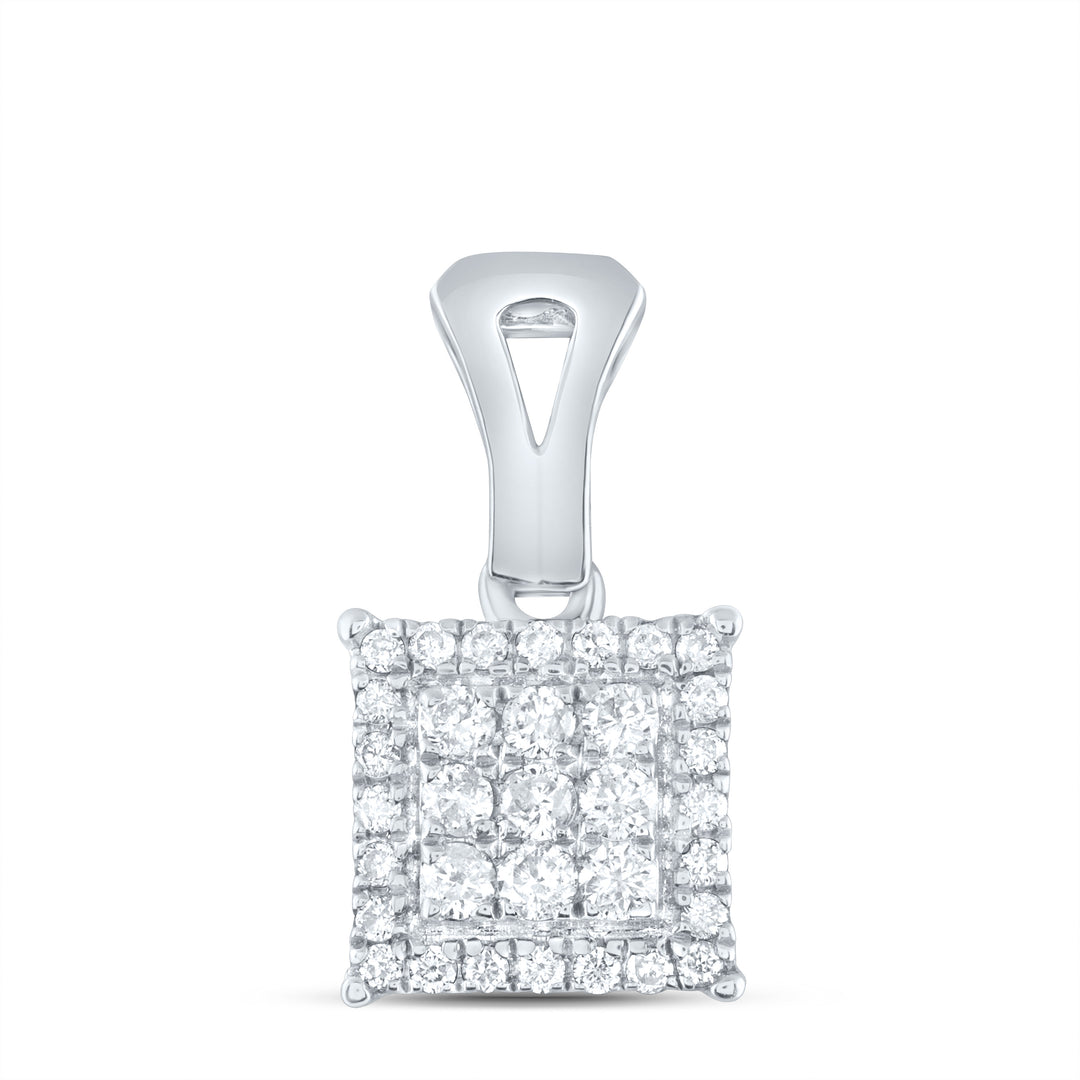 14kt White Gold Women's Diamond Square Cluster Pendant 1/4 ctw