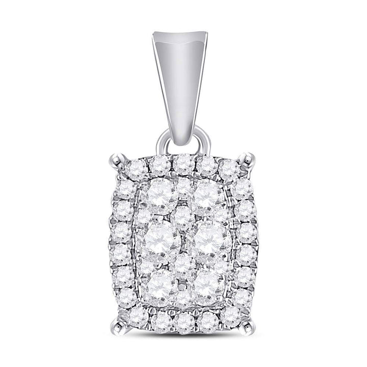 14kt White Gold Women's Diamond Rectangular Cluster Pendant 1/4 ctw - view 3