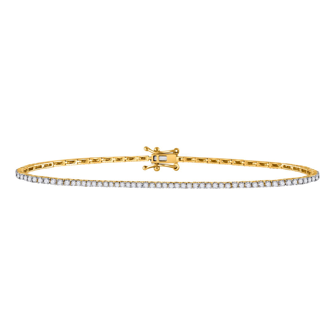 14kt Yellow Gold Women's Diamond Tennis Bracelet 1 ctw - view 2