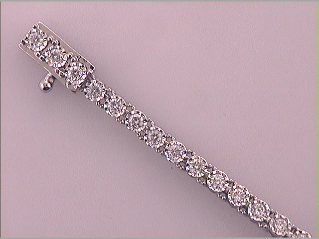 14kt White Gold Women's Diamond Tennis Bracelet 1 ctw