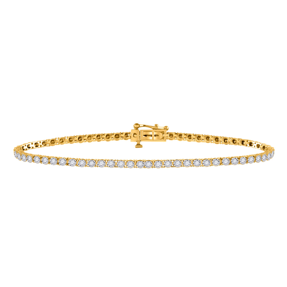 14kt Yellow Gold Women's Diamond Tennis Bracelet 1 ctw - view 2