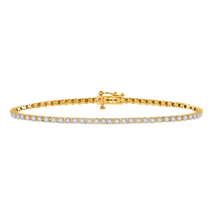 14kt Yellow Gold Women's Diamond Tennis Bracelet 1 ctw - view 2