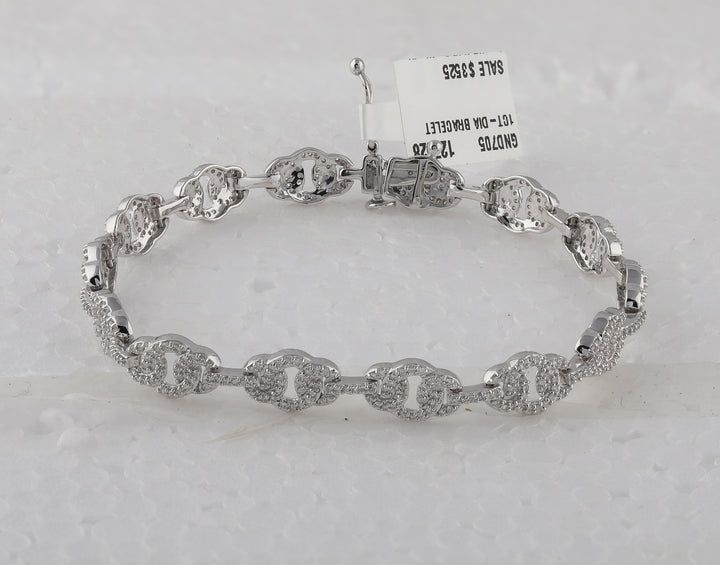 10kt White Gold Women's Round Diamond Fashion Bracelet 1 ctw - view 3