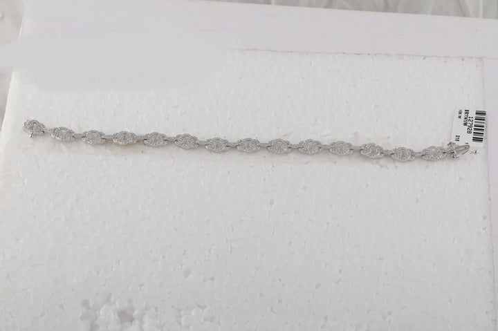 10kt White Gold Women's Round Diamond Fashion Bracelet 1 ctw