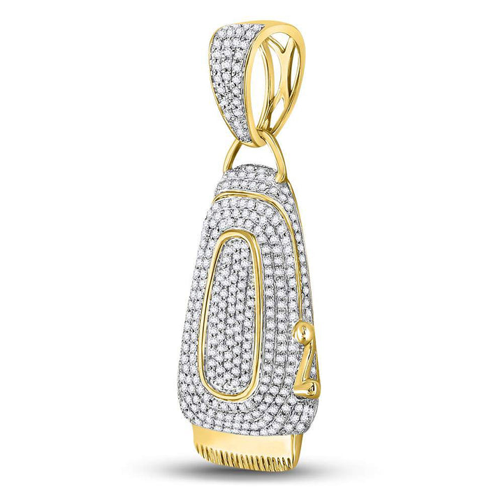 10kt Yellow Gold Men's Diamond Barber Clipper Trimmer Charm Pendant 1 ctw