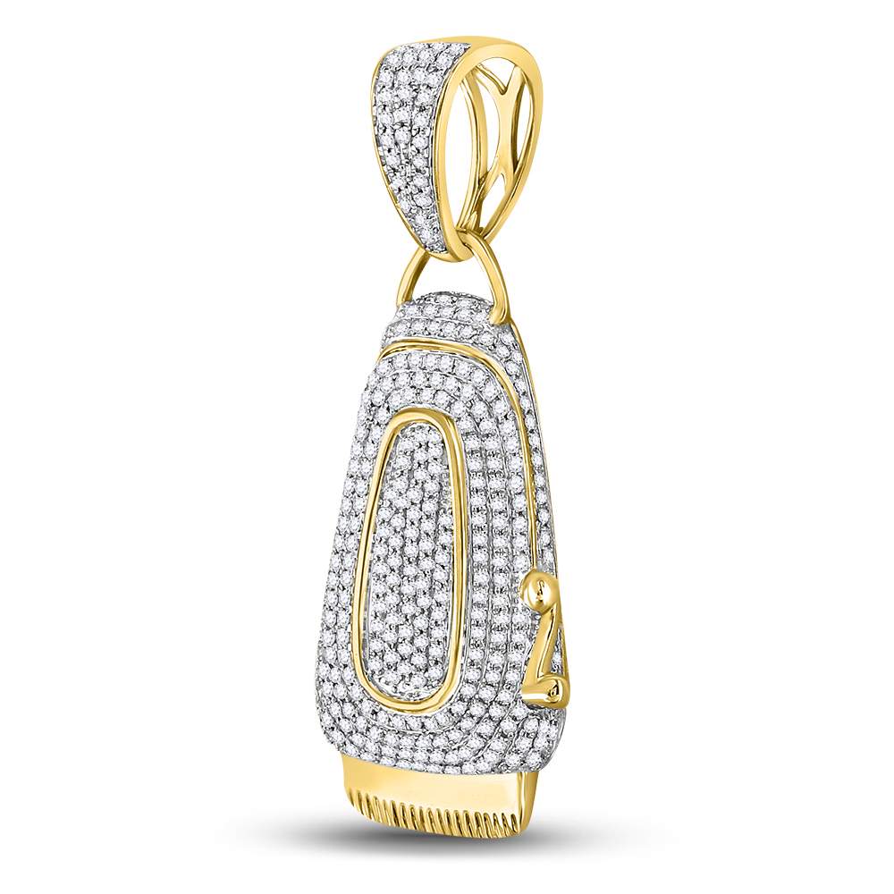 10kt Yellow Gold Men's Diamond Barber Clipper Trimmer Charm Pendant 1 ctw - view 2