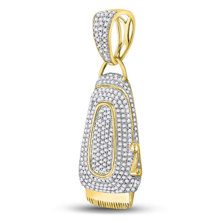10kt Yellow Gold Men's Diamond Barber Clipper Trimmer Charm Pendant 1 ctw - view 2