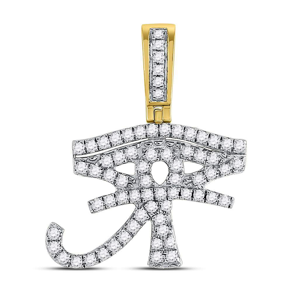 10kt Yellow Gold Men's Diamond Eye of Ra Charm Pendant 7/8 ctw - view 3