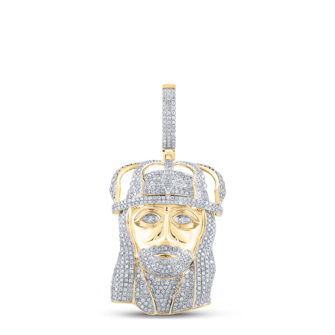 10kt Yellow Gold Men's Diamond Jesus Charm 3 ctw