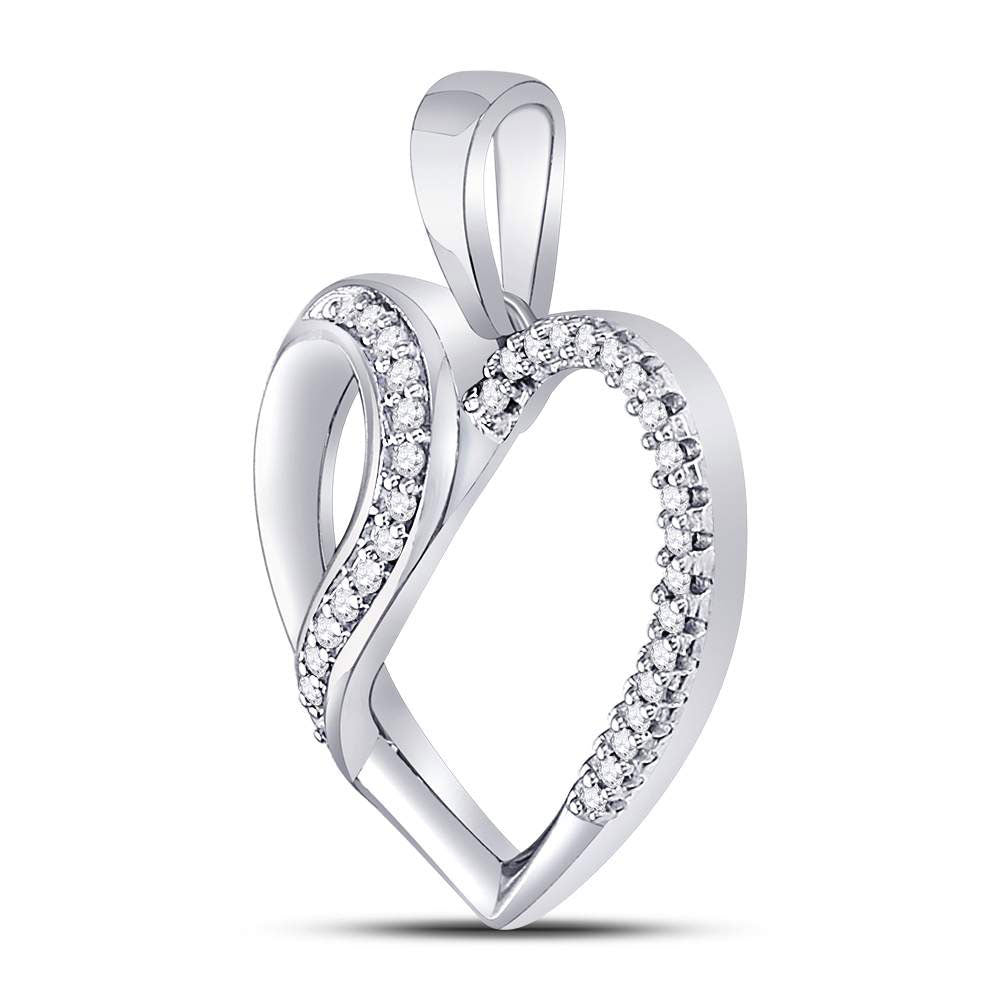 10kt White Gold Women's Diamond Heart Fashion Pendant 1/10 ctw