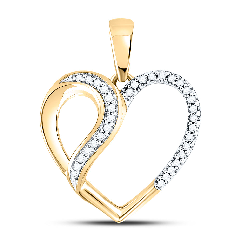 10kt Yellow Gold Women's Diamond Heart Fashion Pendant 1/10 ctw - view 3
