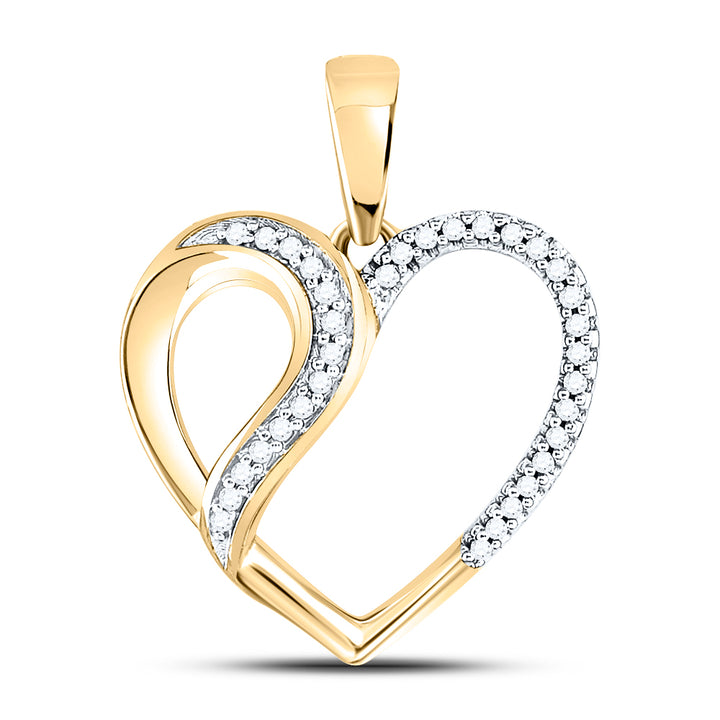 10kt Yellow Gold Women's Diamond Heart Fashion Pendant 1/10 ctw - view 3