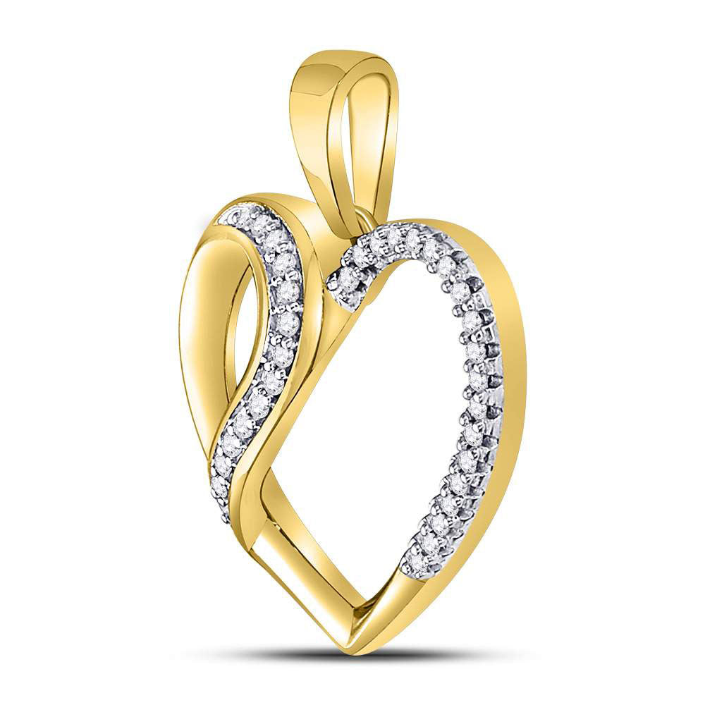 10kt Yellow Gold Women's Diamond Heart Fashion Pendant 1/10 ctw