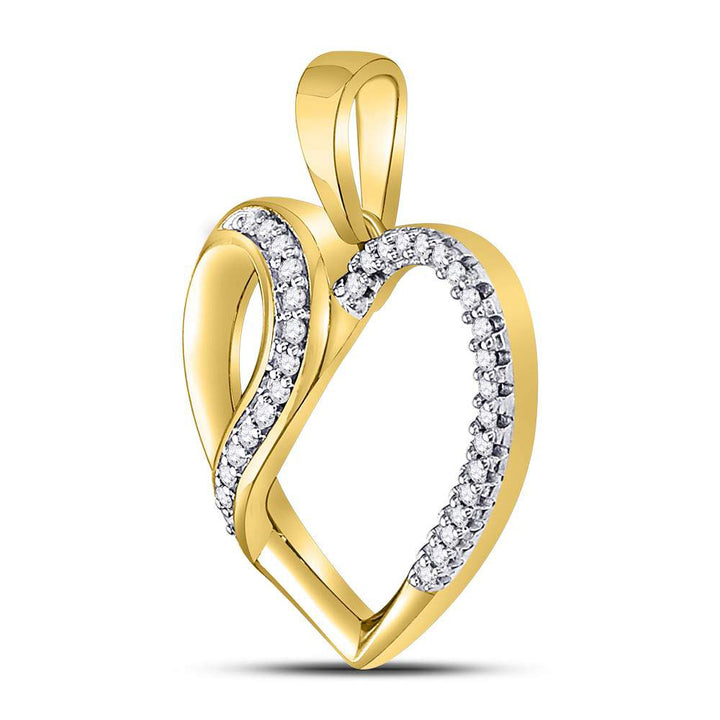 10kt Yellow Gold Women's Diamond Heart Fashion Pendant 1/10 ctw