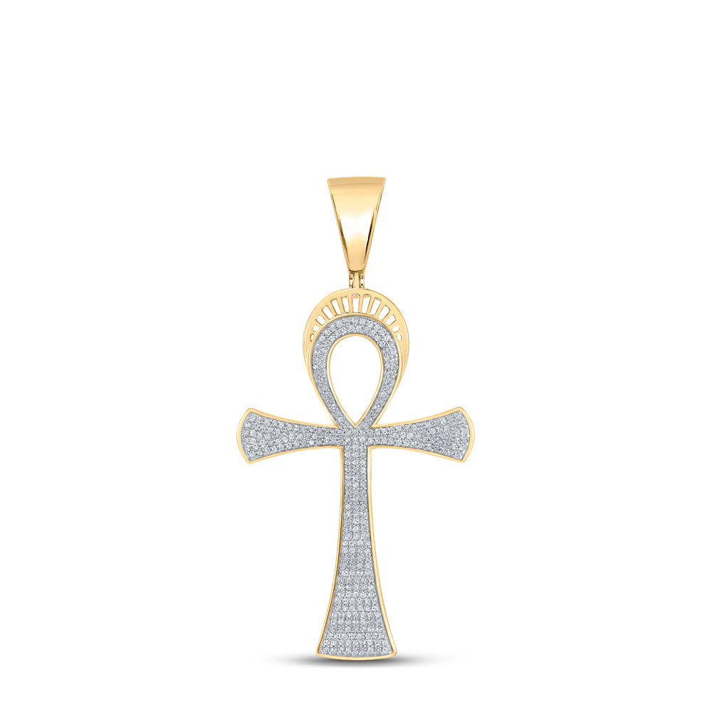 10kt Yellow Gold Men's Diamond Pendant 3/4 ctw