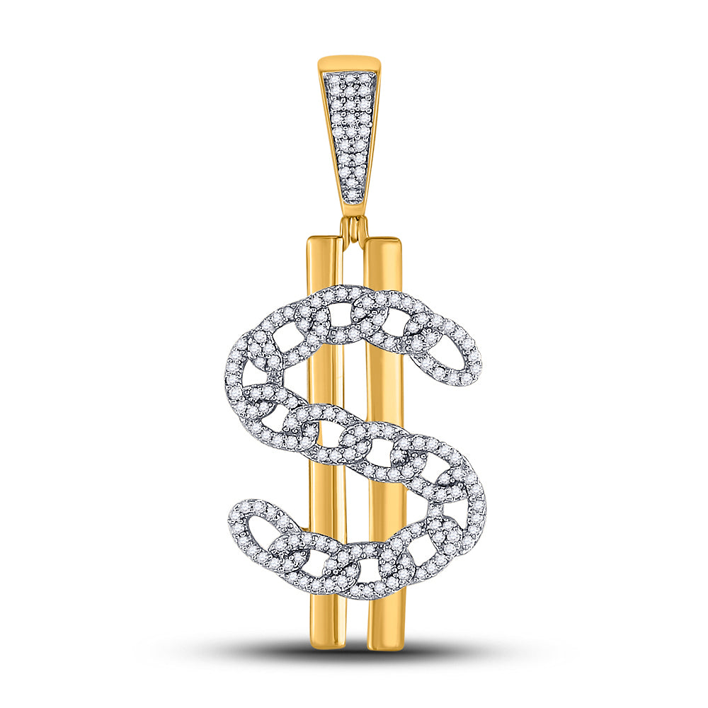 10kt Yellow Gold Men's Diamond Pendant 1/2 ctw