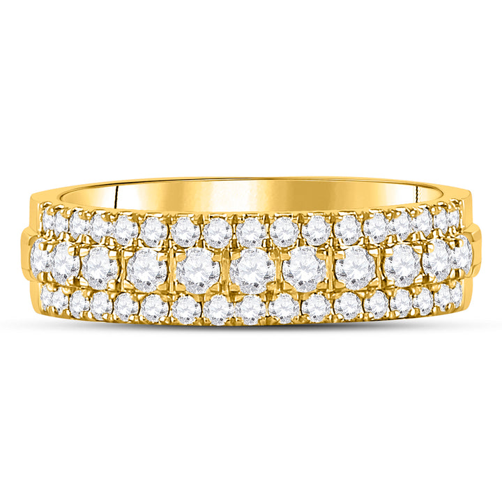 10kt Yellow Gold Womens Round Diamond Triple Row Comfort Wedding Band 1.00 Cttw