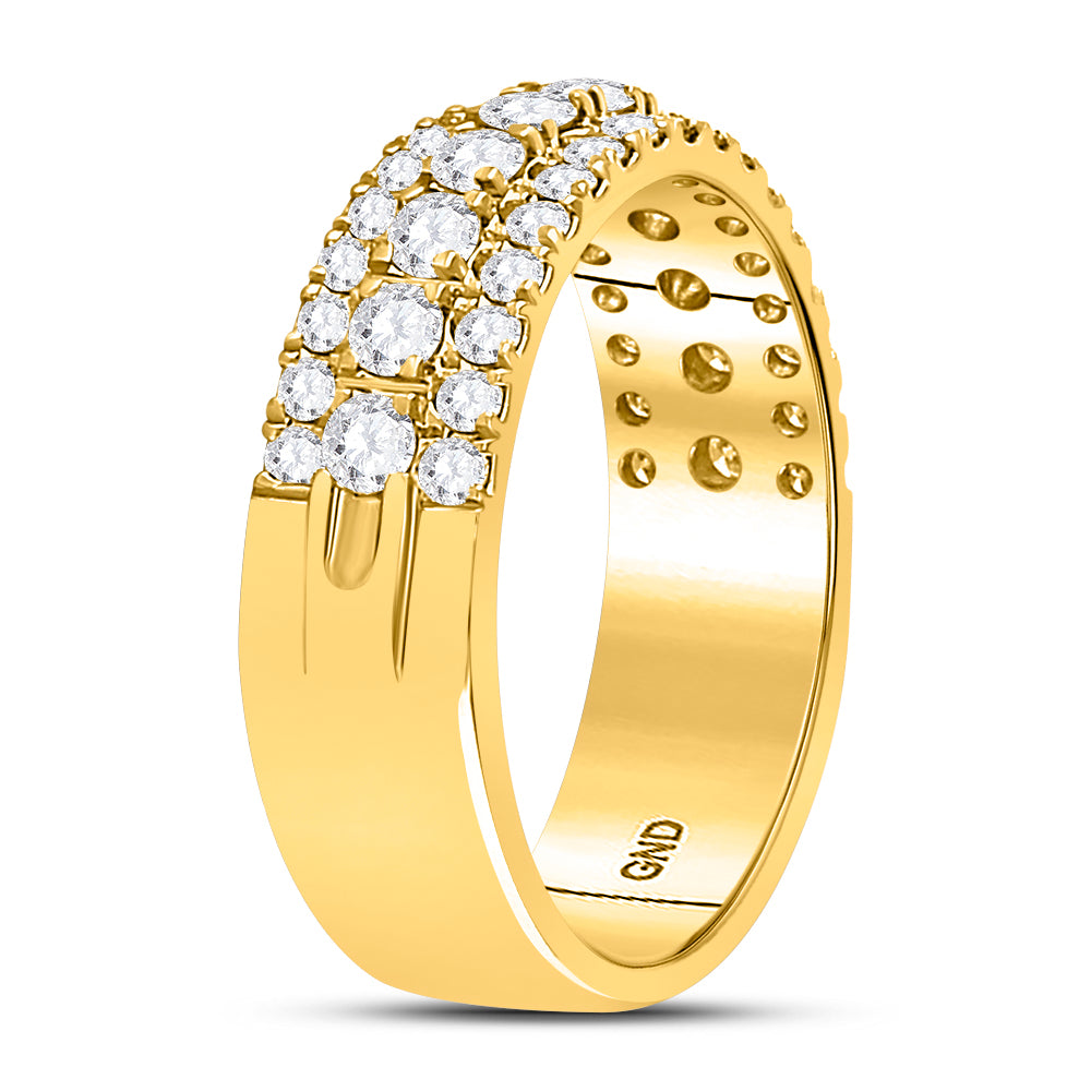 10kt Yellow Gold Womens Round Diamond Triple Row Comfort Wedding Band 1.00 Cttw