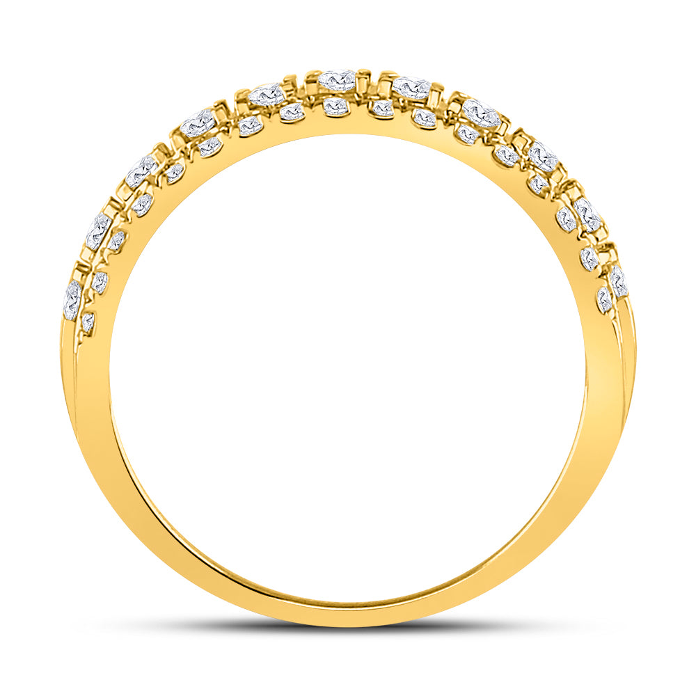 10kt Yellow Gold Womens Round Diamond Triple Row Comfort Wedding Band 1.00 Cttw