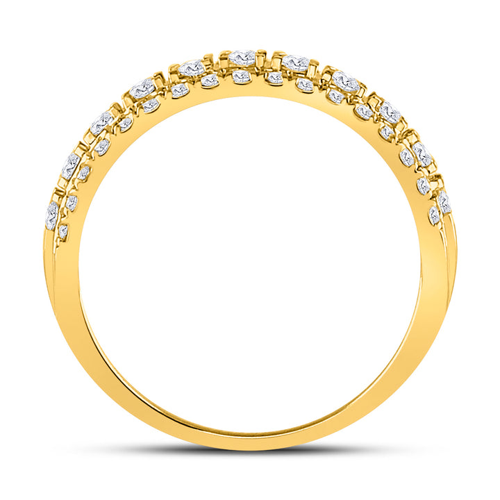 10kt Yellow Gold Womens Round Diamond Triple Row Comfort Wedding Band 1.00 Cttw