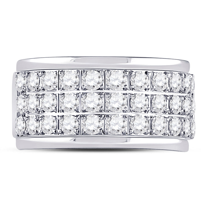 10kt White Gold Womens Round Diamond Triple Row Band Ring 3/4 Cttw