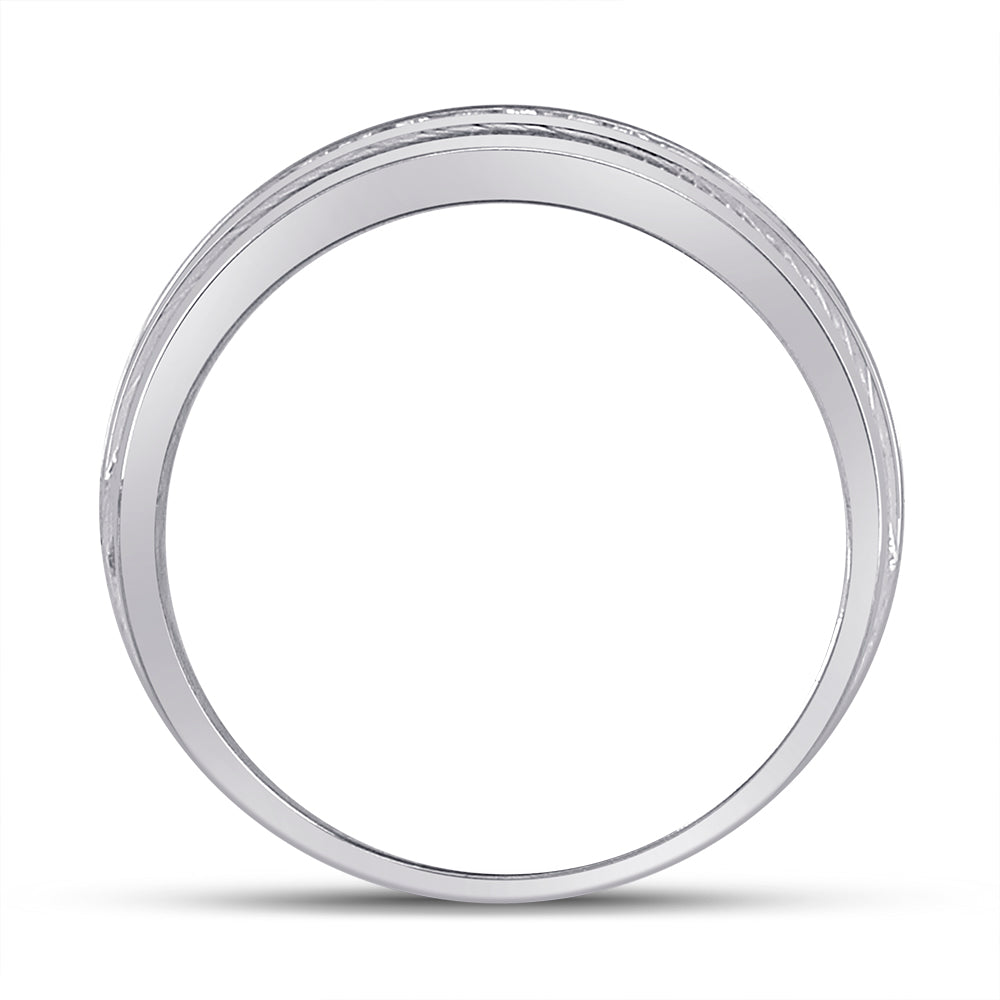 14kt White Gold Mens Round Diamond Single Row Fluted Wedding Band Ring 2.00 Cttw