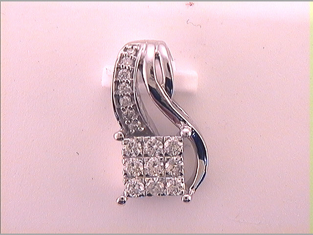 10kt White Gold Women's Diamond Pendant 1/4 ctw