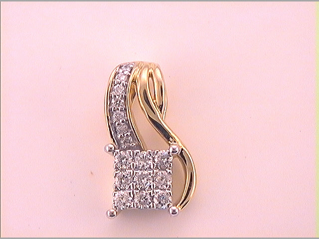 10kt Yellow Gold Women's Diamond Pendant 1/4 ctw