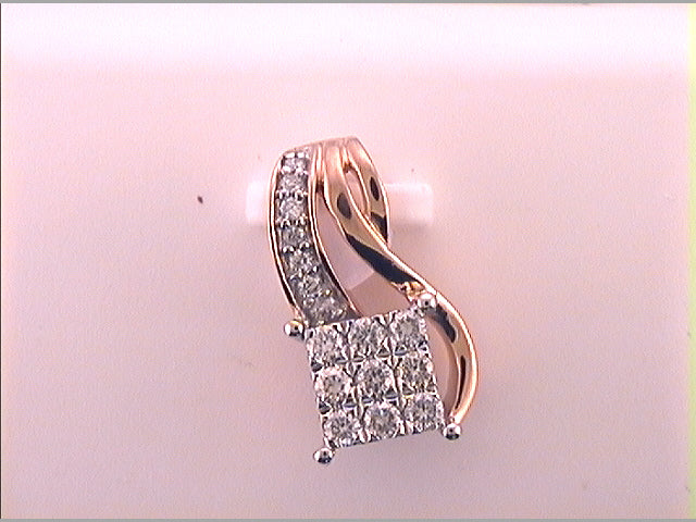 10kt Rose Gold Women's Diamond Pendant 1/4 ctw