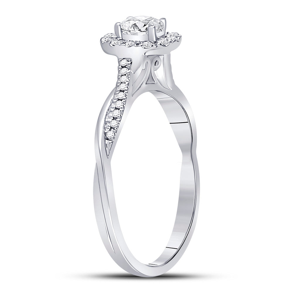 14kt White Gold Womens Oval Diamond Solitaire Bridal Wedding Engagement Ring 1/3 Cttw (Certified)