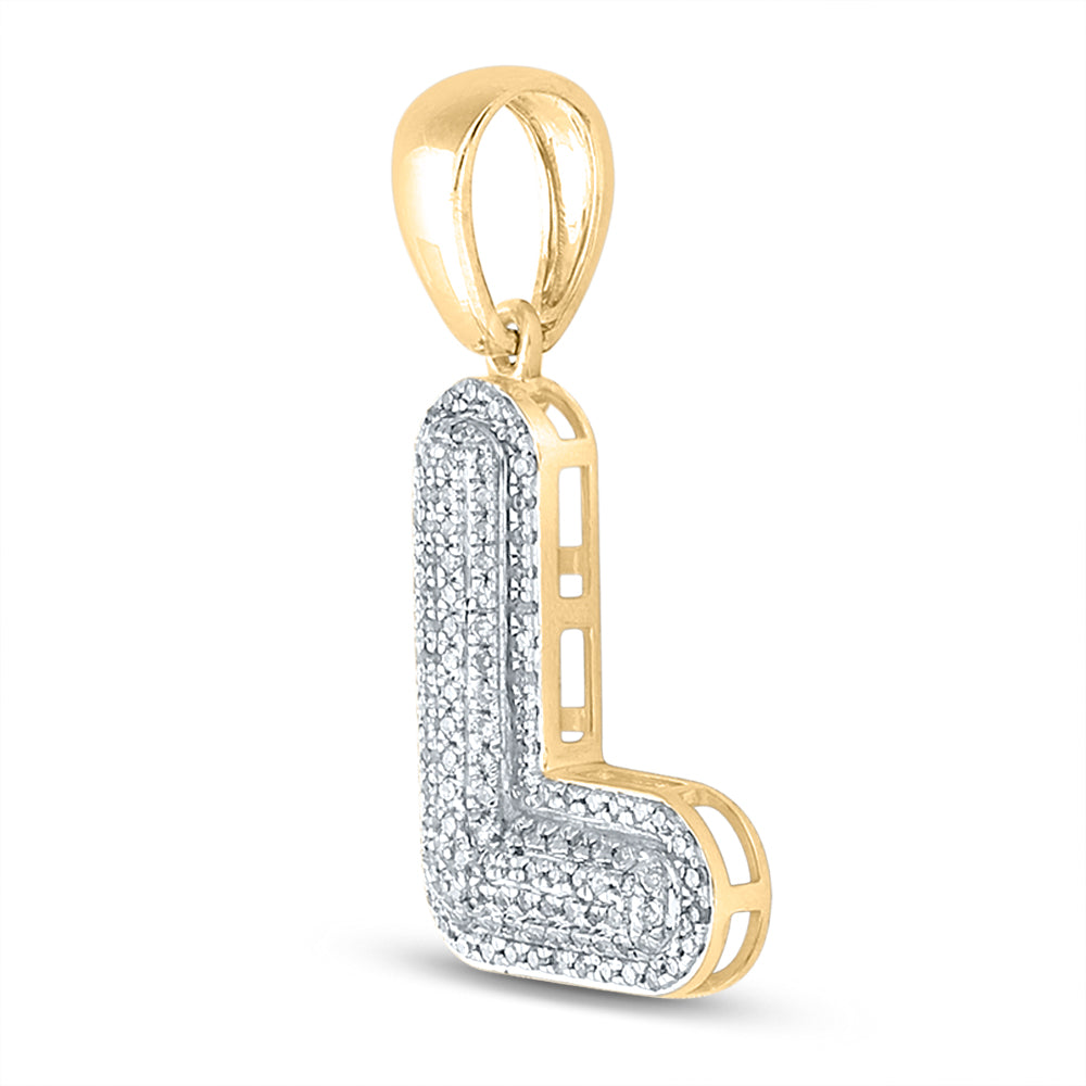 10kt Yellow Gold Men's Diamond Initial L Pendant 3/8 ctw