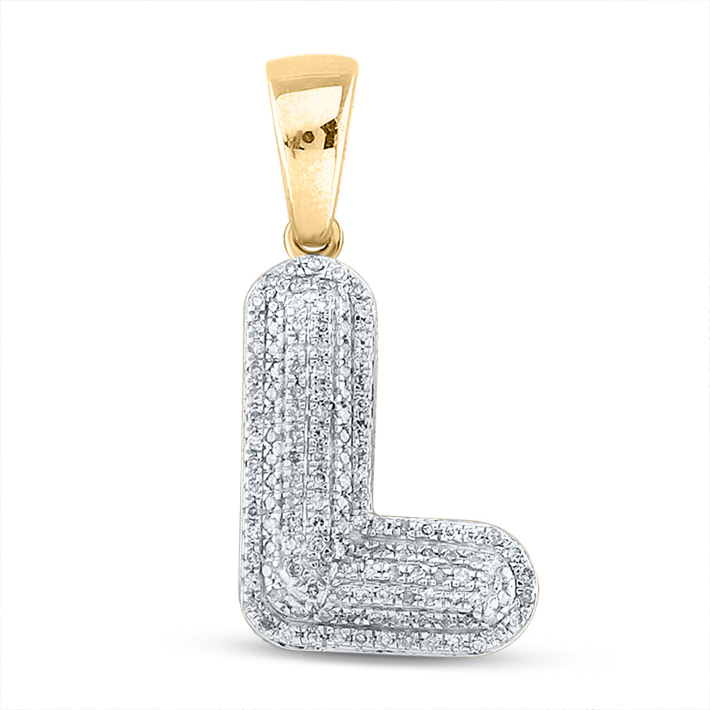 10kt Yellow Gold Men's Diamond Initial L Pendant 3/8 ctw - view 2