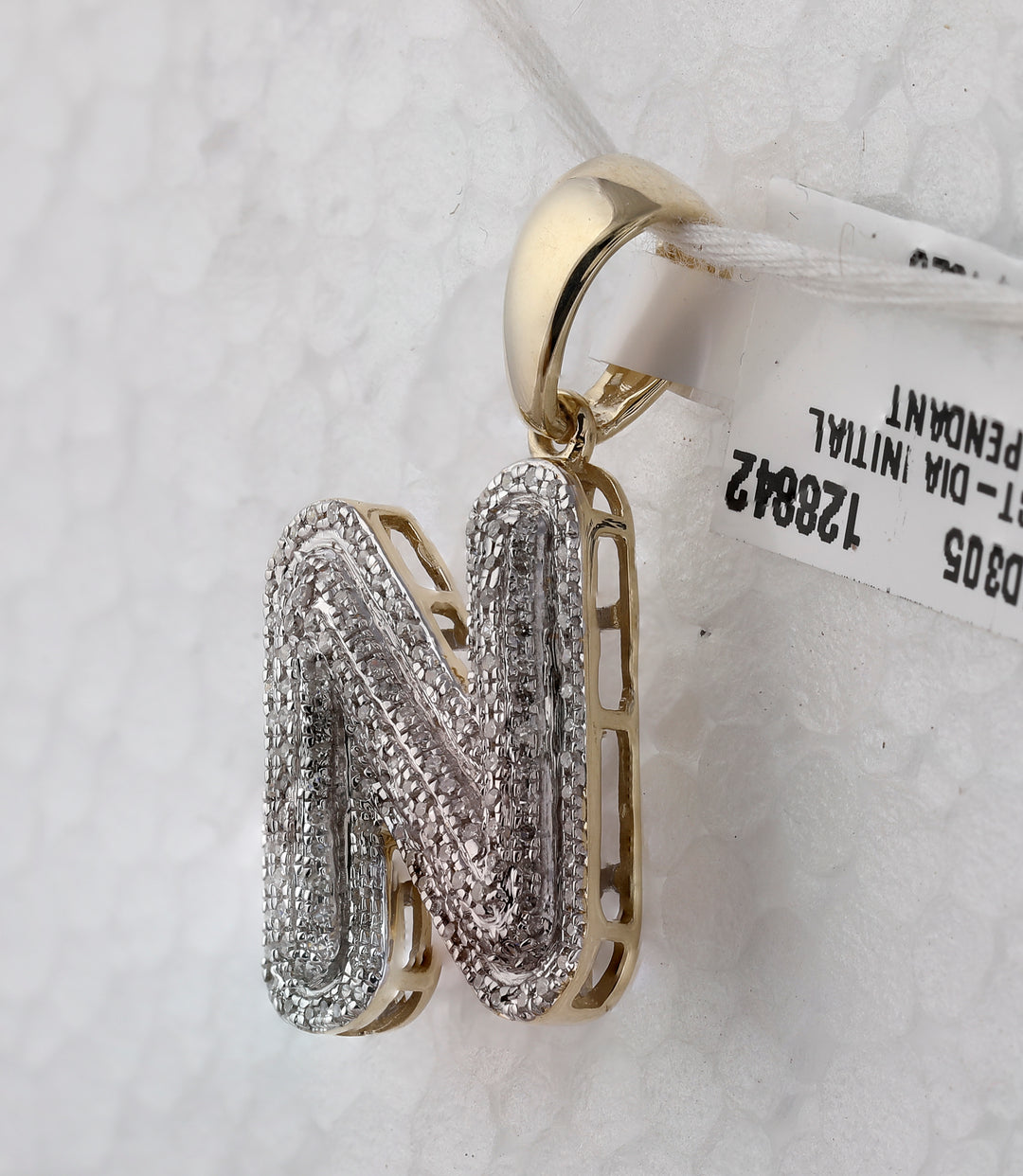 10kt Yellow Gold Men's Diamond Initial N Pendant 1/2 ctw