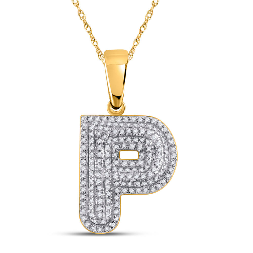 10kt Yellow Gold Men's Diamond Initial P Pendant 1/2 ctw - view 2