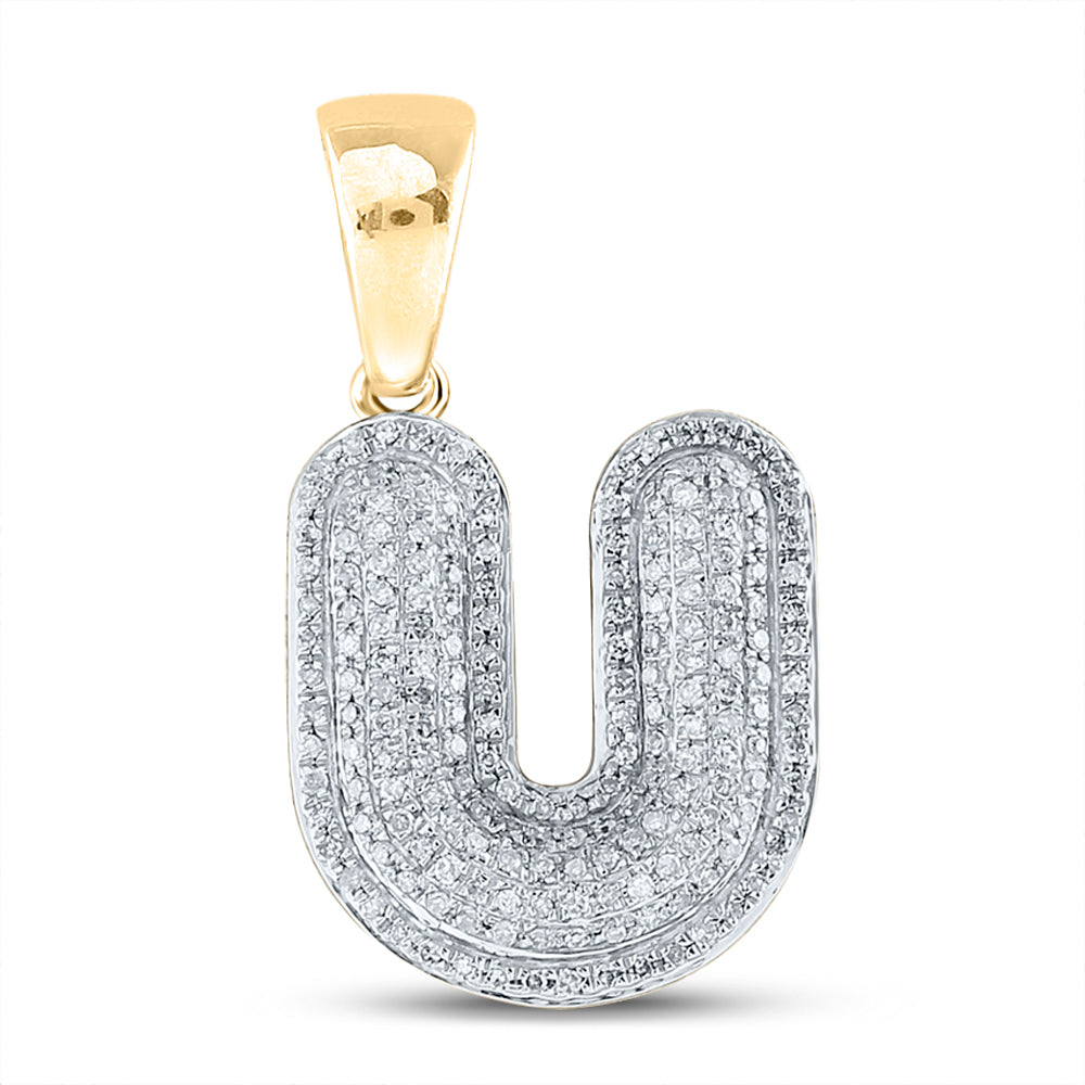 10kt Yellow Gold Men's Diamond Initial U Pendant 5/8 ctw - view 2