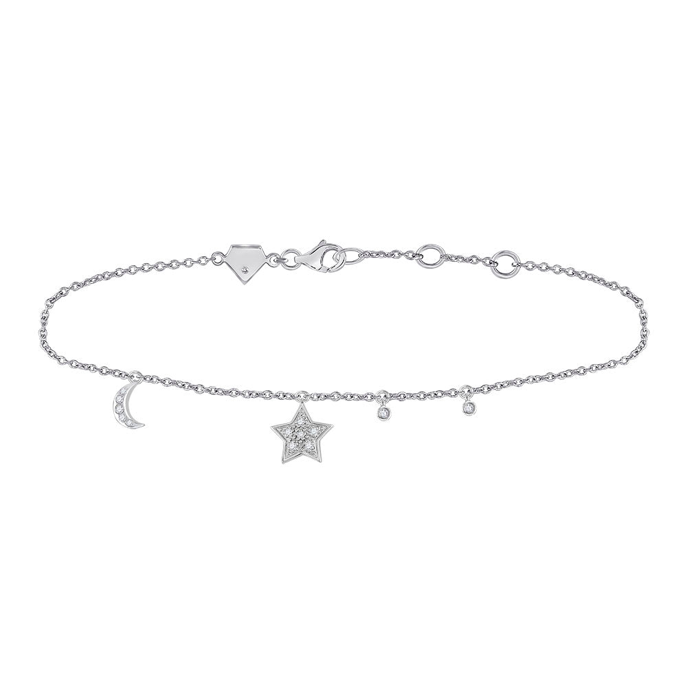 Sterling Silver Women's Diamond Star Bracelet 1/10 ctw