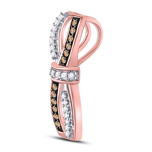10kt Rose Gold Women's Brown Diamond Bound Double Row Pendant 1/5 ctw - view 2