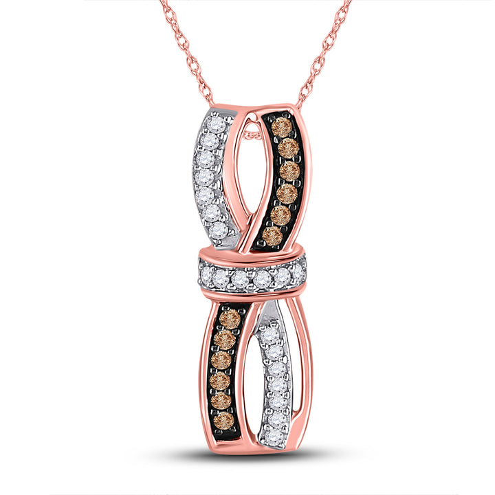 10kt Rose Gold Women's Brown Diamond Bound Double Row Pendant 1/5 ctw - view 3