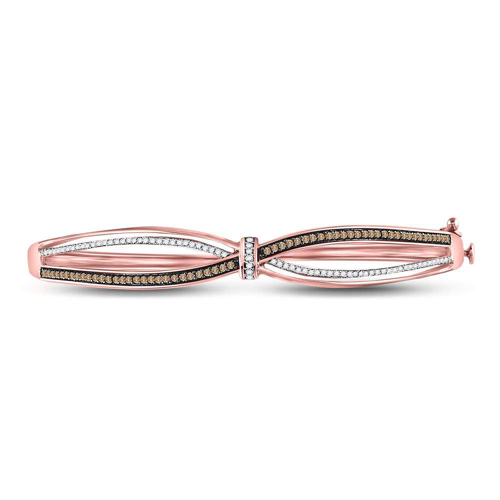 10kt Rose Gold Women's Brown Diamond Fashion Bangle Bracelet 1/2 ctw