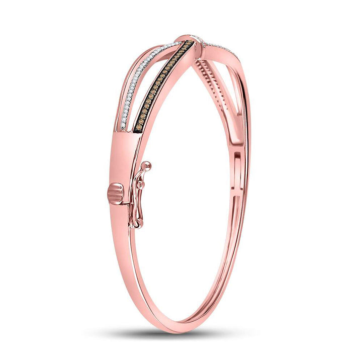10kt Rose Gold Women's Brown Diamond Fashion Bangle Bracelet 1/2 ctw - view 2