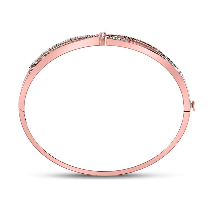 10kt Rose Gold Women's Brown Diamond Fashion Bangle Bracelet 1/2 ctw - view 3