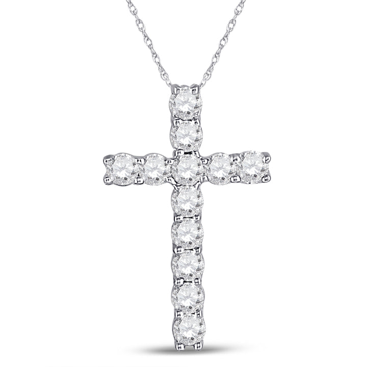 10kt White Gold Women's Diamond Religious Cross Pendant 1/5 ctw - view 2
