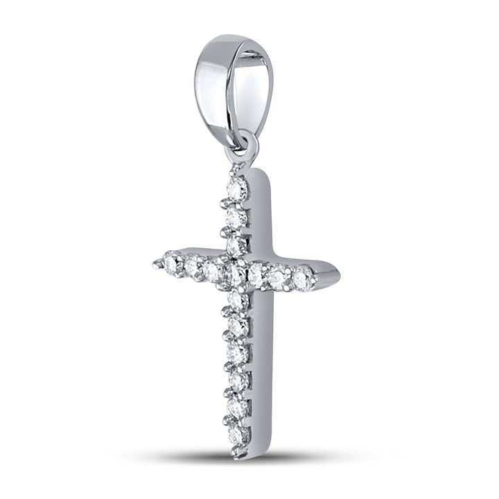 10kt White Gold Women's Diamond Religious Cross Pendant 1/6 ctw