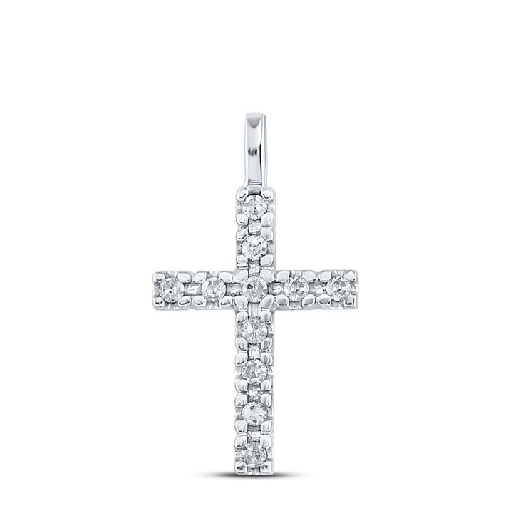 10kt White Gold Women's Diamond Cross Faith Pendant 1/4 ctw - view 2