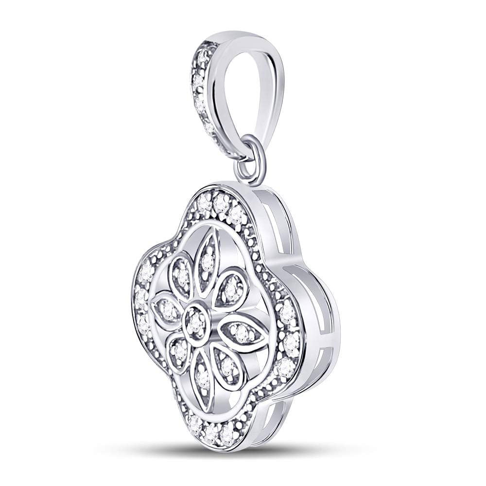 Sterling Silver Women's Diamond Starburst Fashion Pendant 1/10 ctw