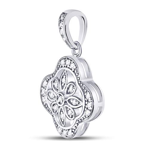 Sterling Silver Women's Diamond Starburst Fashion Pendant 1/10 ctw - view 2