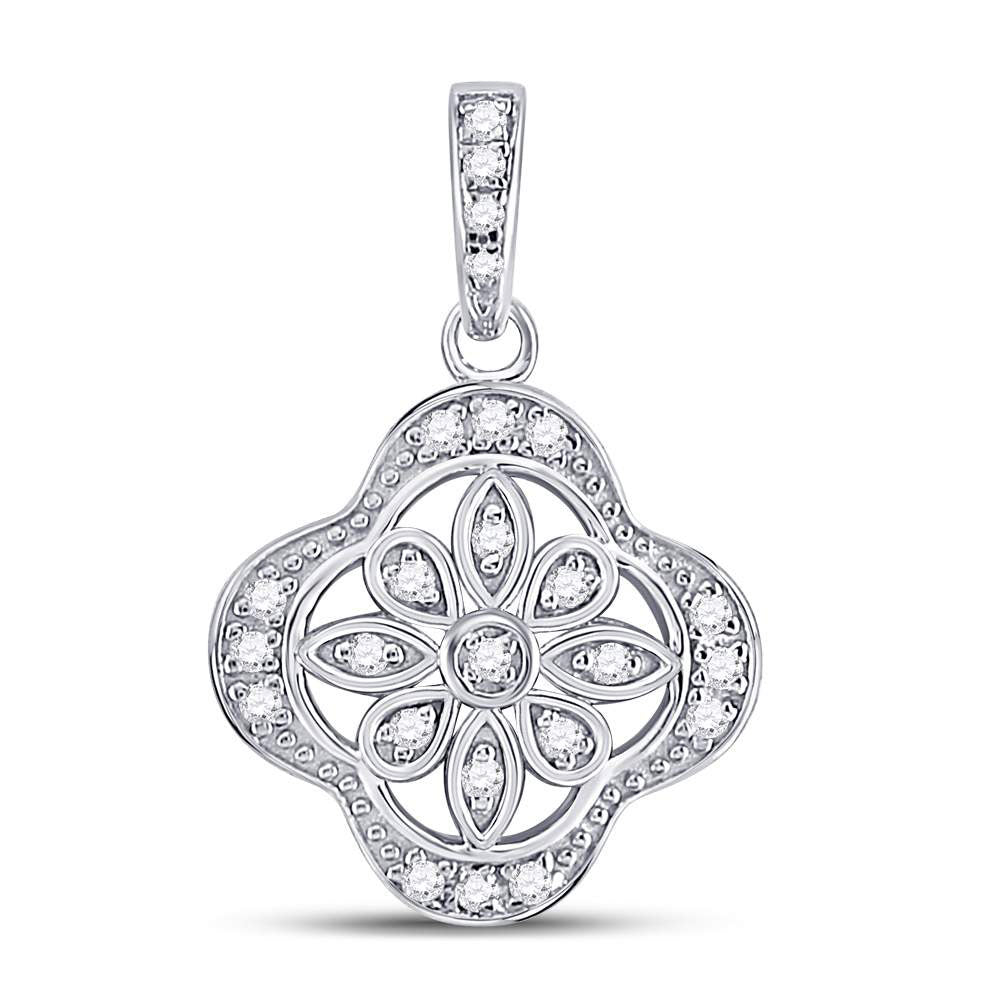 Sterling Silver Women's Diamond Starburst Fashion Pendant 1/10 ctw - view 3