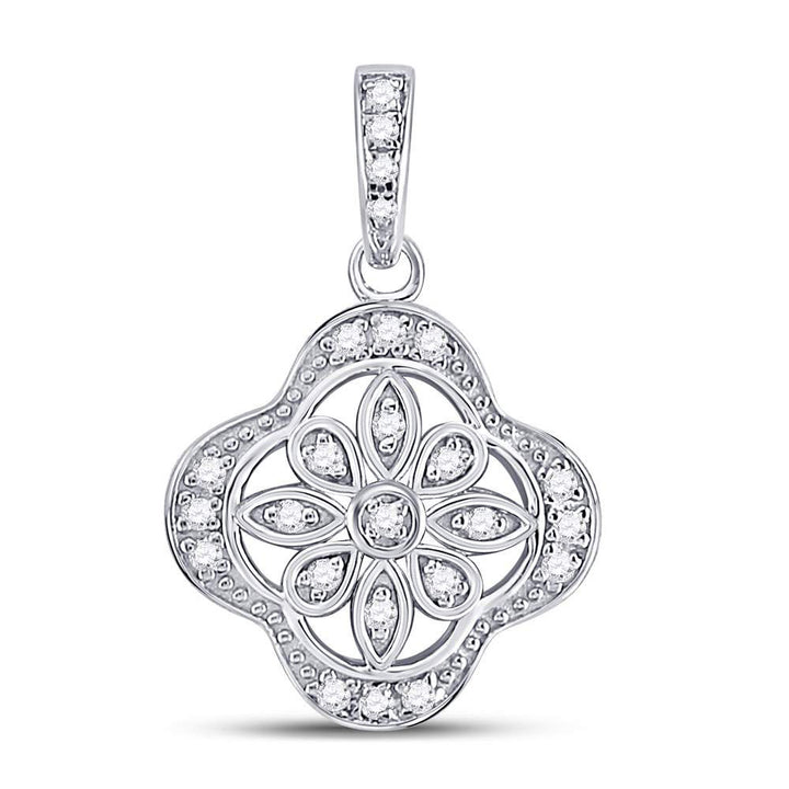 Sterling Silver Women's Diamond Starburst Fashion Pendant 1/10 ctw - view 3