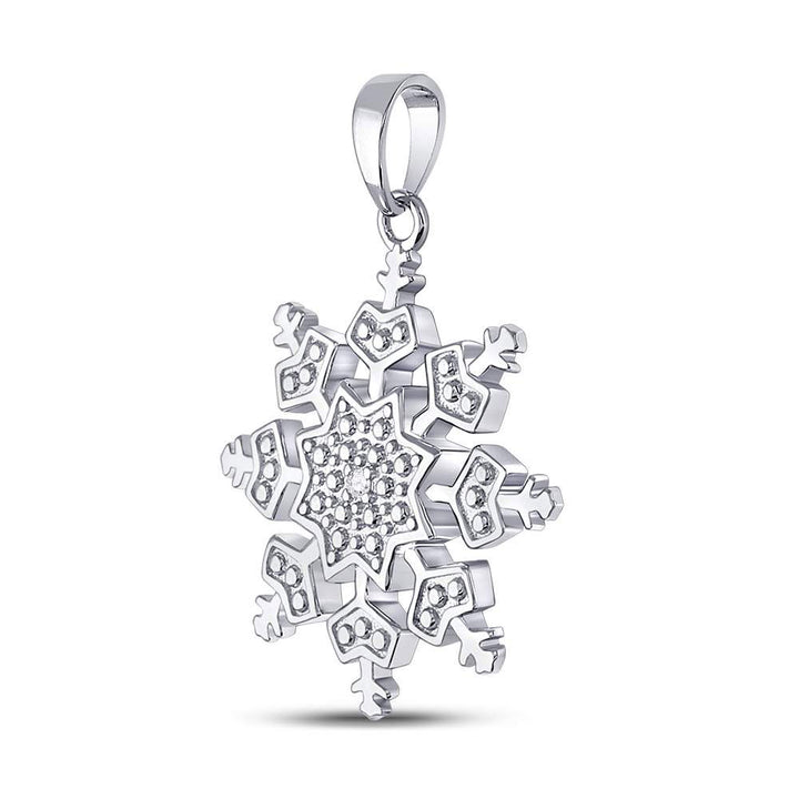 Sterling Silver Women's Diamond Snowflake Fashion Pendant .01 ctw